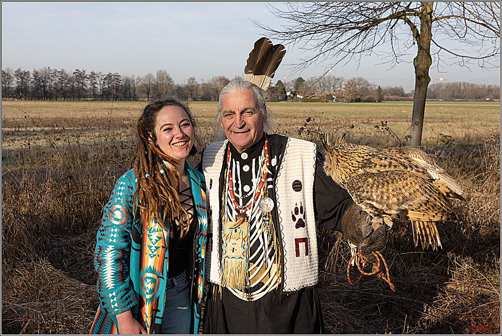 Cheyenne-Halbblut Hunting Wolf in der Falknerei Pierre Schmidt; Gymnich, 09.02.2023